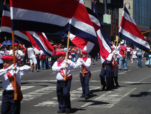 Costa Rican Flags in Parade