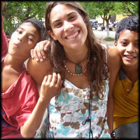 Talking with local children