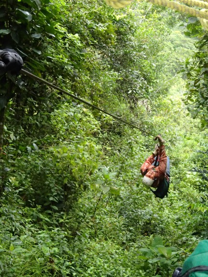 Instructor Tania proves her pro skills while ziplining!