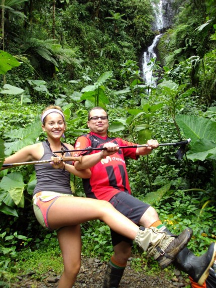 Instructor Diego and student Hannah dance their way through the hike!