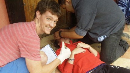 Students practice their skills in Wilderness First Responder.