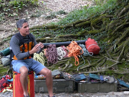 Phil gives training along the river.