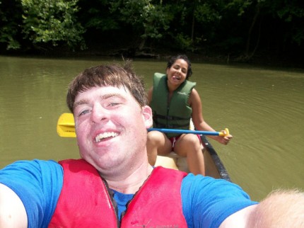 My fiancee and I on a canoeing trip in Loveland, Ohio.