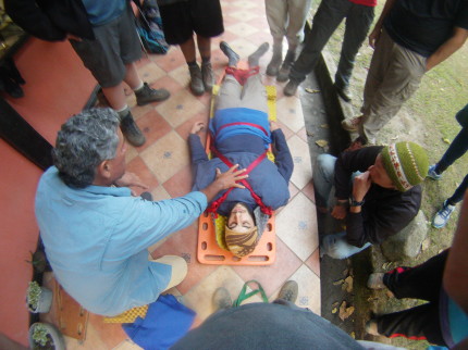 Spring 2013 Leadership Semester students train to attend to victims in remote wilderness settings.